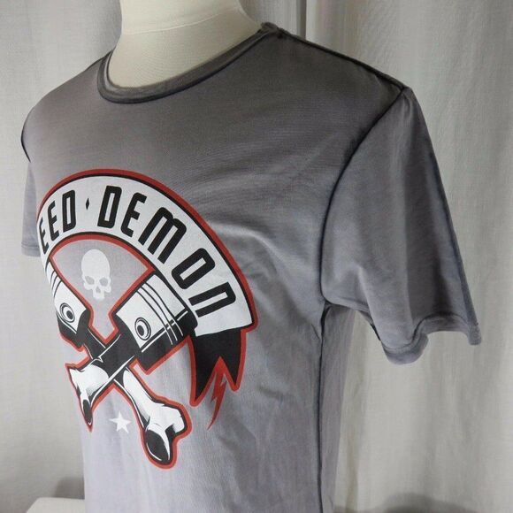 SpeedFreak Speed Freak M Gray Vintage Wash T-shirt Speed Demon - Picture 3 of 7